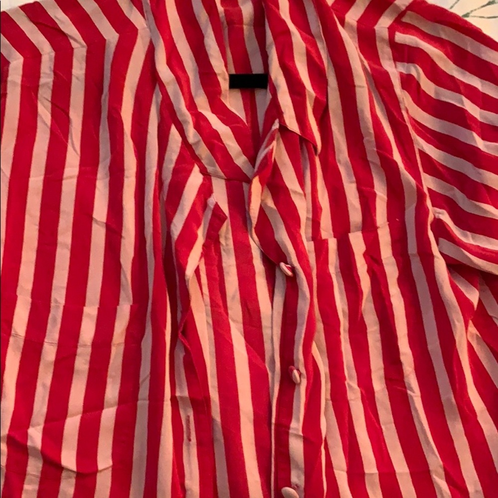 Red and White Button Up